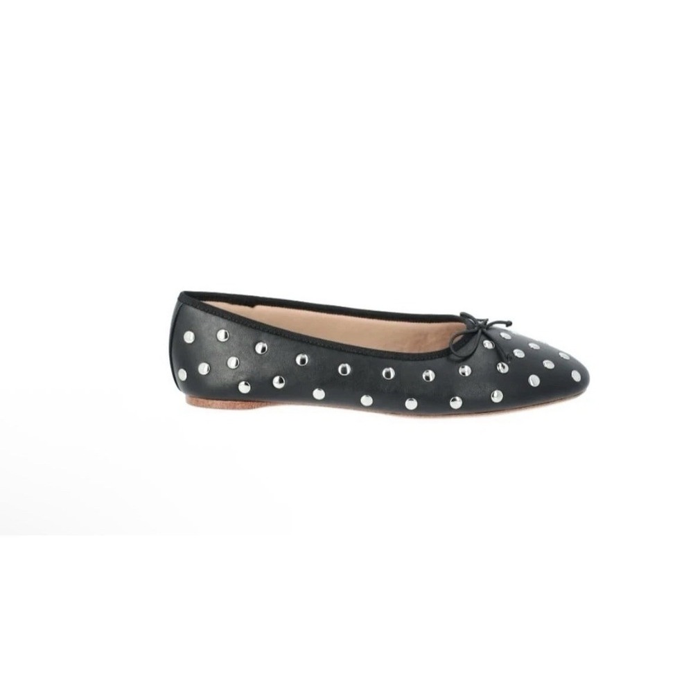 NWT Time And Tru Silver Studded Black Flats/Shoes Womens Size: 7.5